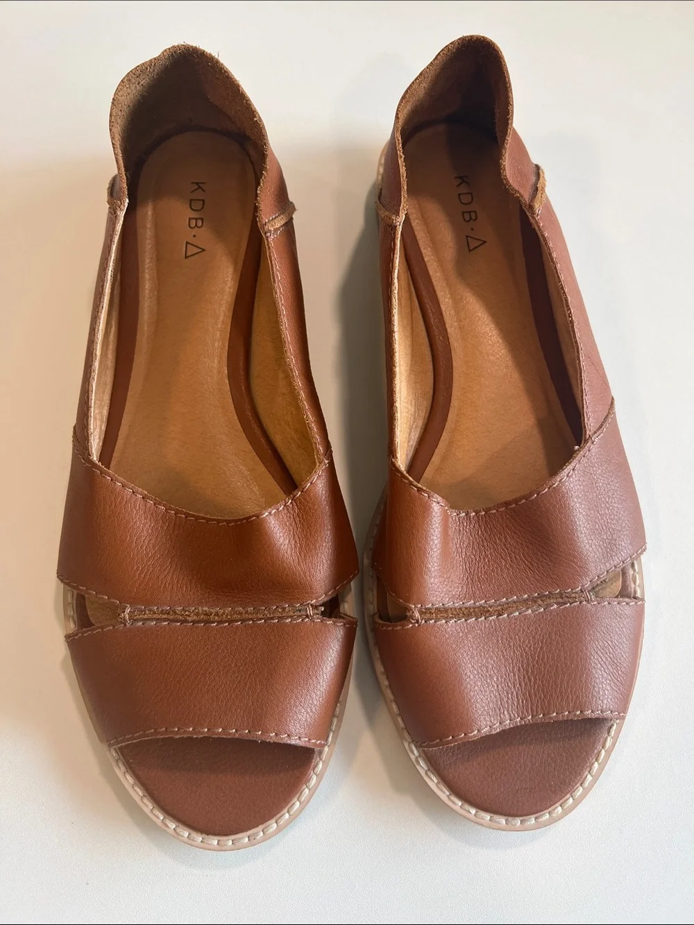 Kelsie Dagger - 10, Open-Toe Brown Women's Sandals, Flats, genuine leather